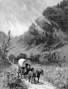 Maultierwagen durchquert den Cumberland Gap, Kentucky