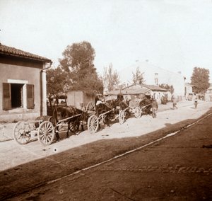 Maultierwagen mit Vorräten, Verdun, Nordfrankreich, ca. 1914-1918