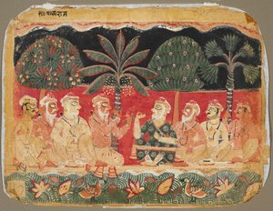 Nanda und die Ältesten, Seite aus einem Bhagavata Purana, um 1525 von Unbekannt