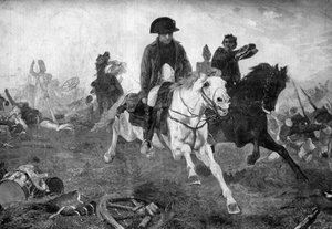 Napoleon Bonaparte am Ende der Schlacht von Waterloo, 18. Juni 1815 von Unbekannt