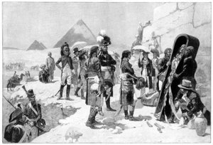 Napoleon Bonaparte inspiziert eine Mumie an den Pyramiden (1801 1900) von Unbekannt
