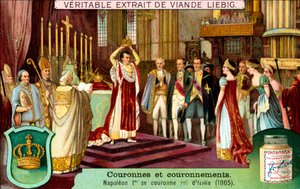 Napoleon I. krönt sich selbst zum König von Italien im Jahr 1805, um 1900