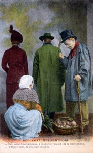 Einheimische Tracht von Sarthe, um 1900