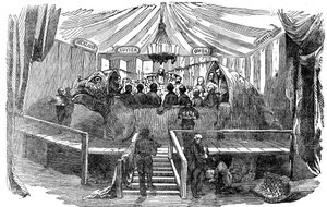 Naturforscher speisen in einem Dinosauriermodell, Crystal Palace, Sydenham, Silvester, 1853