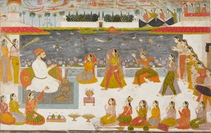 Nawab und Damen beobachten einen Nautch auf einer Terrasse, 1760 von Unbekannt