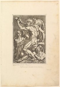 Neptun sitzt und bläst eine Muschelschale, 16. Jahrhundert von Unbekannt