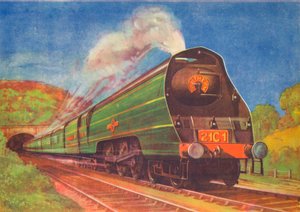 Neuer stromlinienförmiger Express, Merchant Navy, S.R., verlässt den Honiton-Tunnel