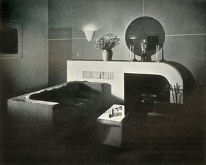 New Yorker Penthouse-Wohnung von Raymond Loewy, von ihm selbst entworfen - Kamin, 1937