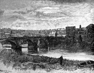 Newport Castle und Brücke, Newport, Wales, 1900