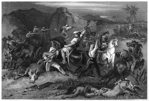 Nächtlicher Ausfall und Angriff auf Gepäckwagen, 1857, um 1860 von Unbekannt
