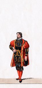 Edelmann, Kostümentwurf für Shakespeares Stück, Heinrich VIII., 19. Jahrhundert