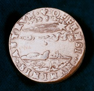Vorderseite einer Medaille zur Erinnerung an den hellen Kometen von 1577 von Unbekannt