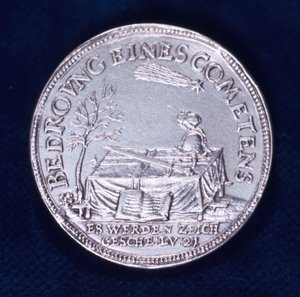 Vorderseite einer Medaille zur Erinnerung an den brillanten Kometen von November 1618