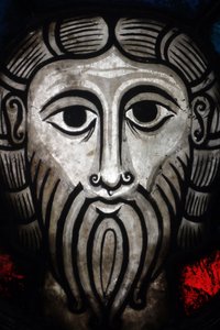 Oeuvre Notre-Dame Museum. Romanisches Glasfenster Kopf Christi aus Wissembourg (11. oder 12. Jahrhundert). von Unbekannt