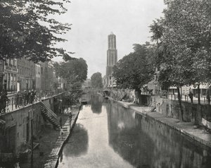 Alter Kanal und Domturm, Utrecht, Niederlande, 1895 von Unbekannt