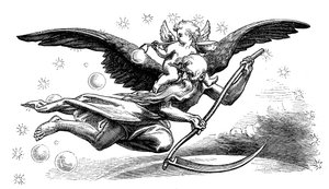 Vater Zeit mit seiner Sense, bringt das neue Jahr, 1870