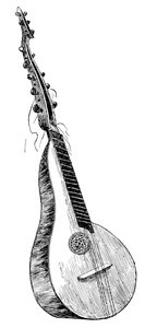 Alte französische Theorbe-Zither, 1901