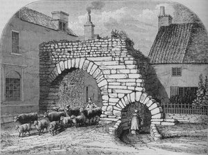 Altes Tor in Lincoln, um 1880