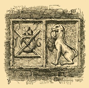 Altes Schild des Hundes und der Ente, um 1878