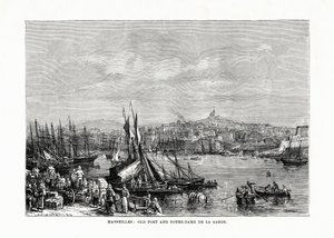 Alter Hafen und Notre Dame de la Garde, Marseille, Frankreich, 1879 von Unbekannt