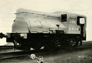 Eine der beiden Sentinel-Rangierlokomotiven, die die Grubenanschlüsse in Radstock rangieren, ca. 1930 von Unbekannt
