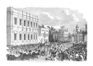 Eröffnung des Parlaments - Die königliche Prozession passiert Whitehall, 1854 von Unbekannt