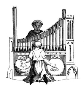 Orgel mit einer einzigen Tastatur, 14. Jahrhundert, 1870 von Unbekannt