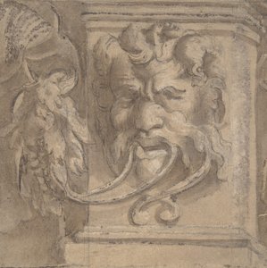 Ornamentales Design mit antikem Maskenstil, 1550-1600