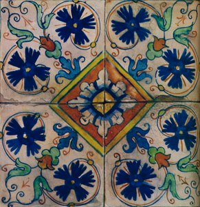 Ornamentale niederländische Fliesen, italienischer Einfluss, um 1600