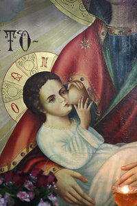 Orthodoxe Ikone in der Kirche des Klosters Saint Gerassimos: Jesus wird von seiner Mutter gestillt, Israel von Unbekannt