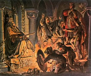Otto III. besucht das Grab Karls des Großen, 1000 n. Chr., 1936