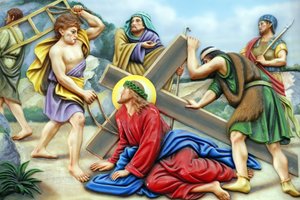 Unsere Liebe Frau von Fatima Kirche, Kreuzweg, Station 7, Jesus fällt zum zweiten Mal, Ho-Chi-Minh-Stadt, Vietnam von Unbekannt