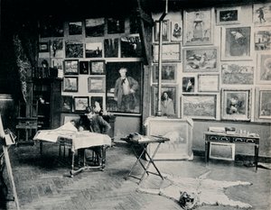 P. Roll in seinem Atelier, ca. 1897 von Unbekannt