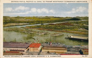 Pazifischer Eingang zum Panamakanal mit US-U-Booten, um 1920er von Unbekannt