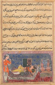 Seite aus Geschichten eines Papageis Tuti-nama: Achtzehnte Nacht: Khalis zahlt zurück..., ca. 1560 von Unbekannt
