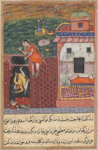 Seite aus Geschichten eines Papageis Tuti-nama: Vierte Nacht: Die zwei Köche..., ca. 1560