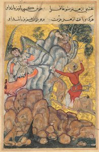 Seite aus Geschichten eines Papageis Tuti-nama: Vierunddreißigste Nacht: Der dritte Freier..., ca. 1560 von Unbekannt