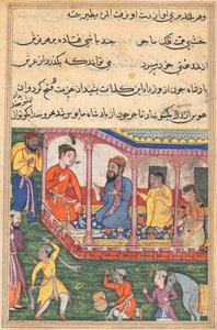 Seite aus Geschichten eines Papageis Tuti-nama: Sechsunddreißigste Nacht: Mahrusas Hochzeit..., um 1560