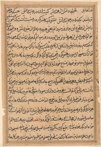 Seite aus Geschichten eines Papageis Tuti-nama: Textseite, ca. 1560