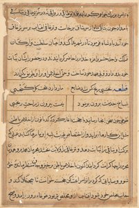 Seite aus den Geschichten eines Papageis Tuti-nama: Textseite, ca. 1560 von Unbekannt