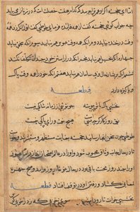 Seite aus Geschichten eines Papageis Tuti-nama: Textseite, ca. 1560