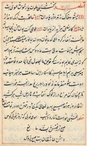 Seite aus den Geschichten eines Papageis Tuti-nama: Textseite, ca. 1560 von Unbekannt