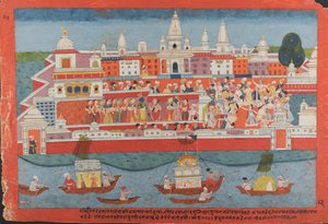 Seite aus einem verstreuten Bhagavata Purana Manuskript Leben von Krishna, ca. 1775