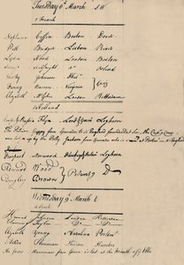 Seite aus dem Ankunfts- und Verlustbuch bei Lloyds, 1774, 1928