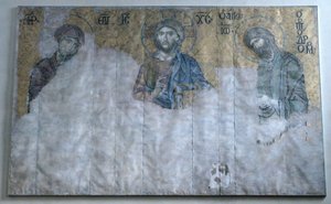Gemalte Kopie des Deesis-Mosaiks, Byzantinisch, frühes 20. Jahrhundert, ursprünglich datiert 13. Jahrhundert von Unbekannt
