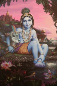 Gemälde des hinduistischen Gottes Krishna als Kind, Indien