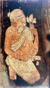 Gemälde eines buddhistischen Mönchs aus den Ajanta-Höhlentempeln, Indien, 5.-6. Jahrhundert von Unbekannt