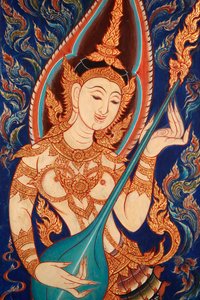 Gemälde einer Apsara, die Musik spielt, Lecce, Italien von Unbekannt
