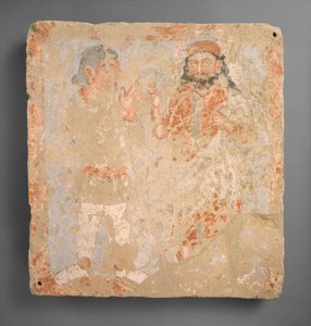 Tafel mit dem Gott ZeusSerapisOhrmazd und Verehrer, ca. 3. Jahrhundert n. Chr.