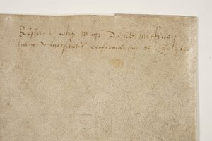 Päpstliche Bulle zur Bestätigung der Charta von Bischof Henry Wardlaw, verso